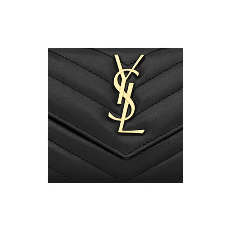SAINT LAURENT CASSANDRE Sheepskin Card Holder, Wallet Trumpets Men's Black-3