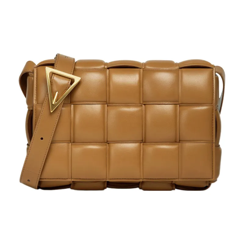 Bottega Veneta Padded Intreccio Cassette Crossbody Bag Caramel-0