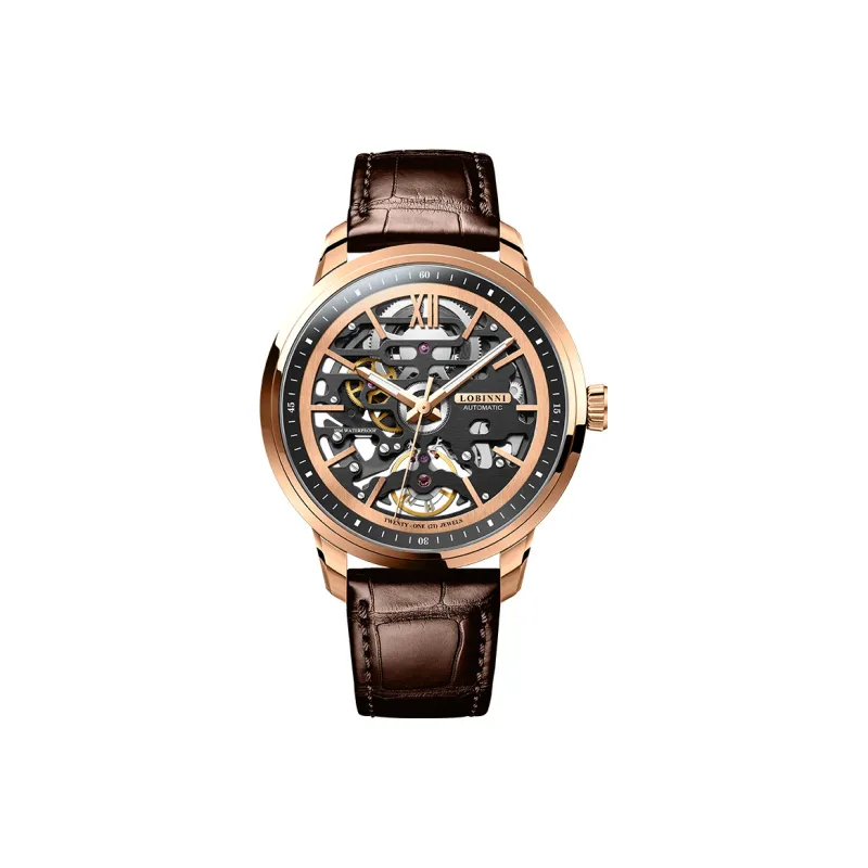 LOBINNI L Automatic Mechanical Movement Genuine Leather Strap Watch Men's Watches Cut-Out Dial-21