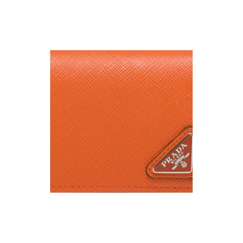 PRADA Saffiano Leather Card Clip Card Holder Wallets Men's Orange-4