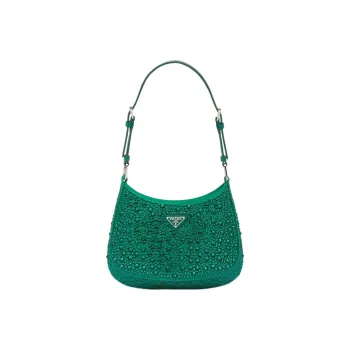 PRADA Cleo Fabric Handbag Shoulder Bag Women's Green