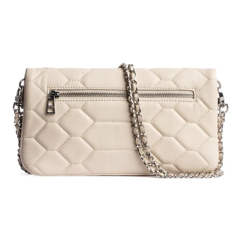Zadig & Voltaire Lambskin One Shoulder Crossbody Clutches Extra Large Women's White-1