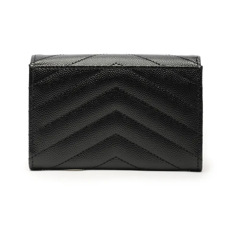 SAINT LAURENT Cassandre Grain De Poudre Envelope Wallet Small Noir-2