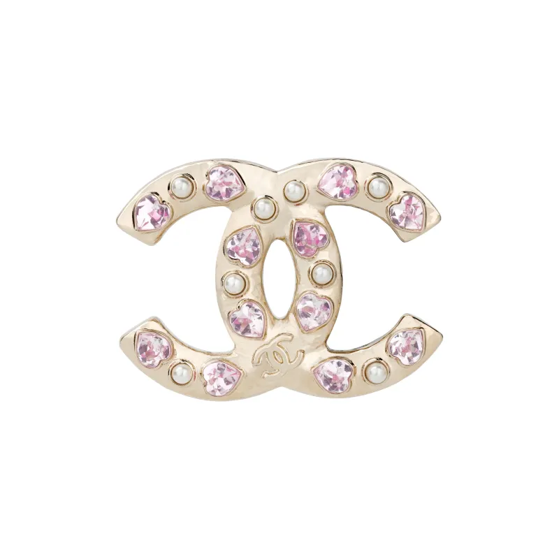 CHANEL Double C Brooches Women's Gold-0