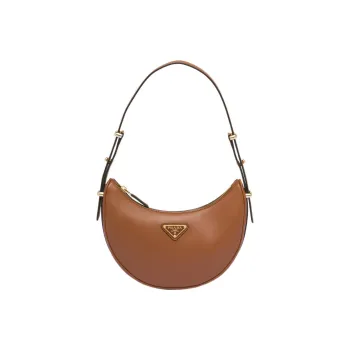PRADA Leather Moon Bag Shoulder Bag Handbag Shoulder Bag Women's Cognac