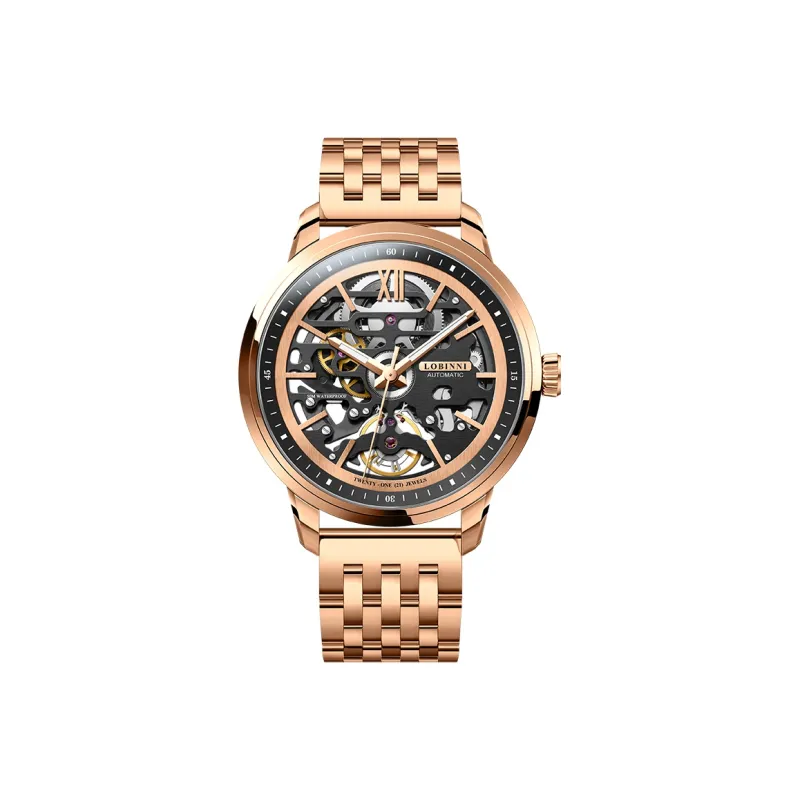 LOBINNI L Automatic Mechanical Movement Genuine Leather Strap Watch Men's Watches Cut-Out Dial-37