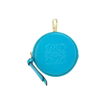 LOEWE Anagram Cow Leather Biscuit Pack Wallet Coin Purse Mini Women's Turquoise