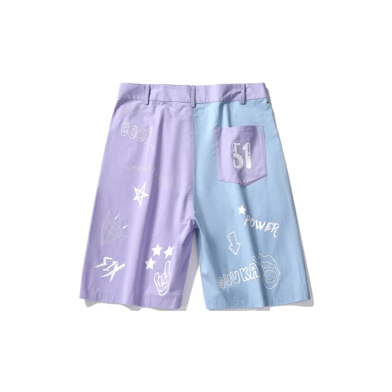 Guuka Casual Shorts Unisex Purple Blue-1