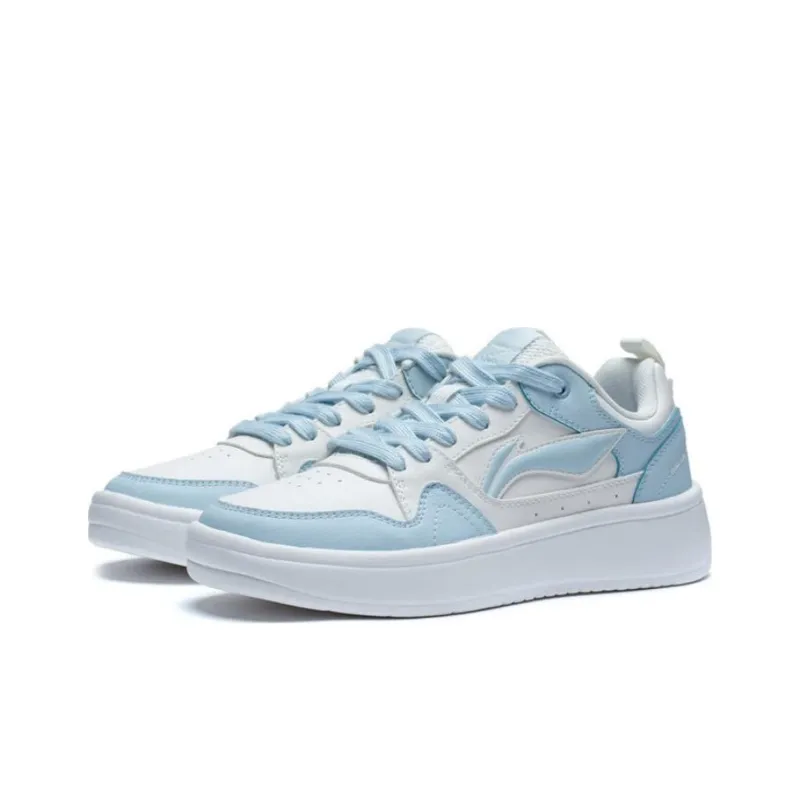 LiNing Line 2.0 At The Beginning Anti Slip Wear Resistant Low Top Skateboard Shoes Women's White Blue-2