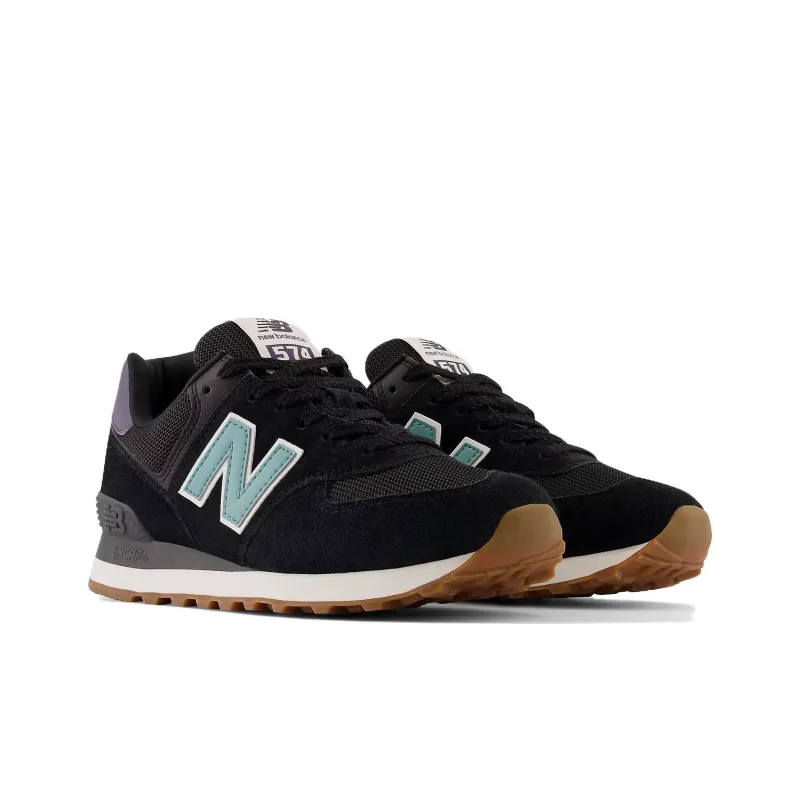 New Balance 574 Black Faded Teal Dark Mercury Women's-2