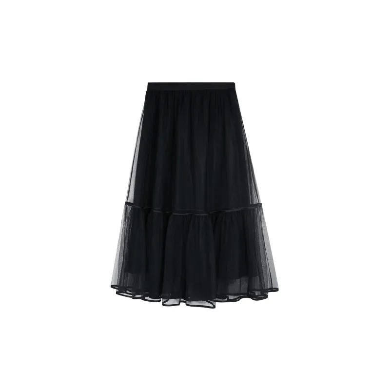 3COLOUR Casual Long Skirts Women's Black-1