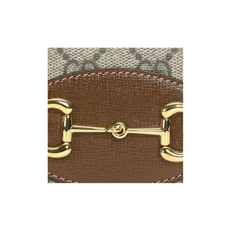 GUCCI Horsebit 1955 Canvas With Leather Chain Bag Card Holder, Wallet Regular Women's Ebony/Brown-4