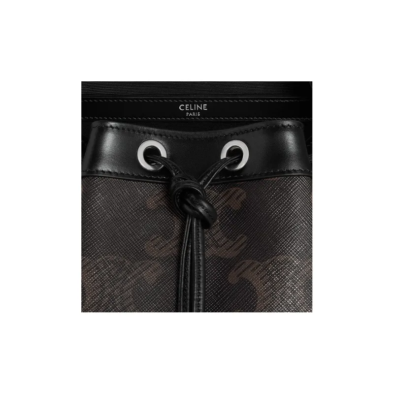 CELINE Triomphe Canvas With Calfskin Backpack Large Size Men's Black-3