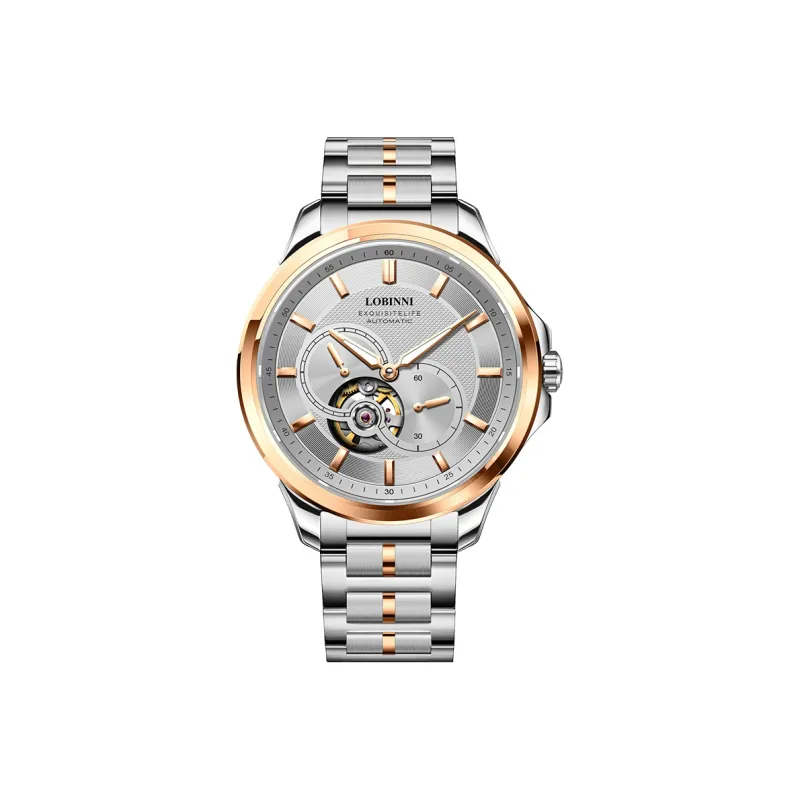 LOBINNI L Automatic Mechanical Movement Genuine Leather Strap Watch Men's Watches Silver Dial-14
