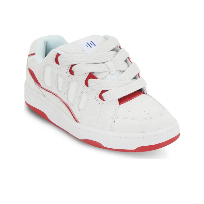Ollieskate Low Top Skateboard Shoes Unisex White Red-2