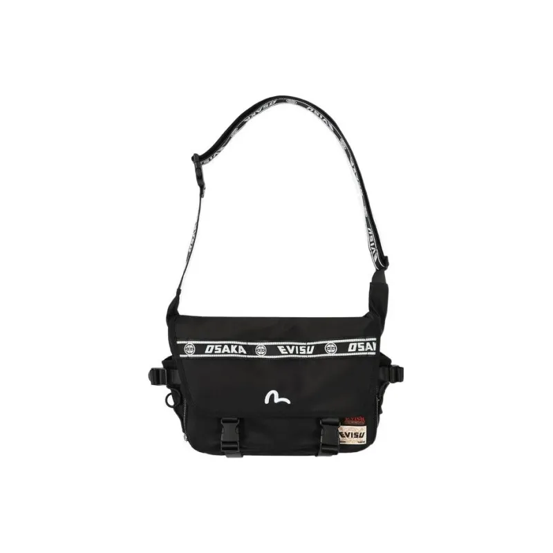 EVISU Embroidery Messenger Bag Shoulder Bag Crossbody Bag Regular Men's Black-0