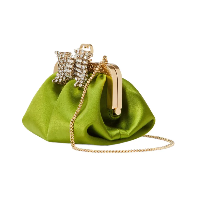 GUCCI Satin Clutch Women's Green-1