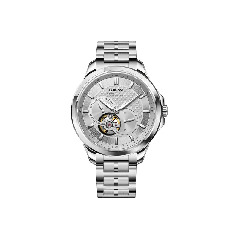 LOBINNI L Automatic Mechanical Movement Genuine Leather Strap Watch Men's Watches Silver Dial-19