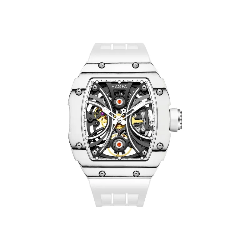 HaofaTourbillon Arknights Series Mechanical Movement Rubber Strap Watch Men's Watches Cut-Out Dial-1