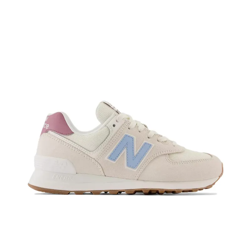 New Balance 574 Beige Baby Pink Ecru Blue Women's-1