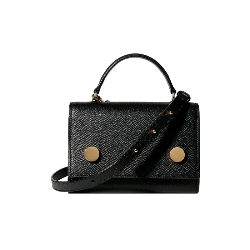 RSVP Paris Munchkin Collection Grained Calfskin Portable Crossbody Bag Shoulder Bag Small Size Women's Black-3
