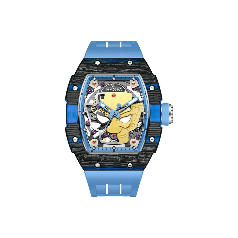 HaofaTourbillon Arknights Series Mechanical Movement Rubber Strap Watch Men's Watches Cut-Out Dial-25