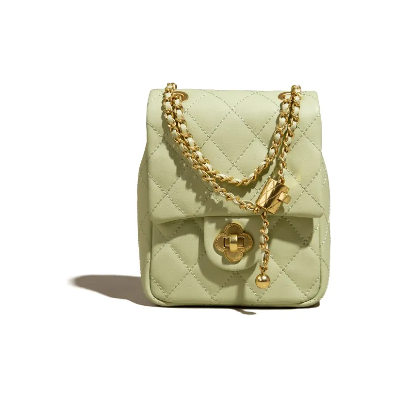 MISS MUSI Cow Leather Chain Bag Crossbody Bag Cell Phone Pouch Small Size Women's Milk Sand/Black/White/Green-3