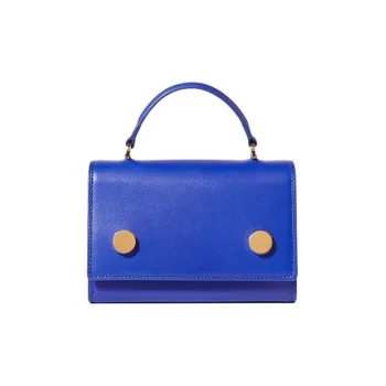 RSVP Paris Munchkin Collection Smooth Cow Leather Portable Crossbody Bag Shoulder Bag Women's Blue