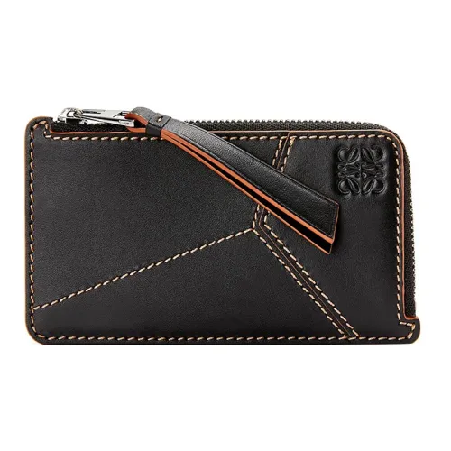 LOEWE PuzzleAnagram Smooth Cow Leather Card Holder Men's Black