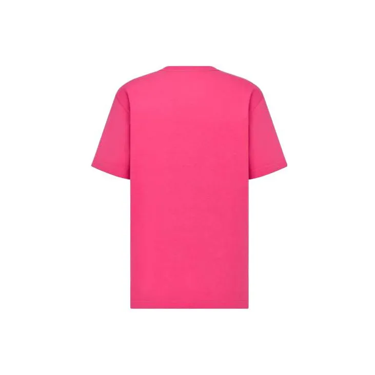 DIOR Logo Print Casual Short Sleeved T Shirt T Shirt Unisex Pink-1