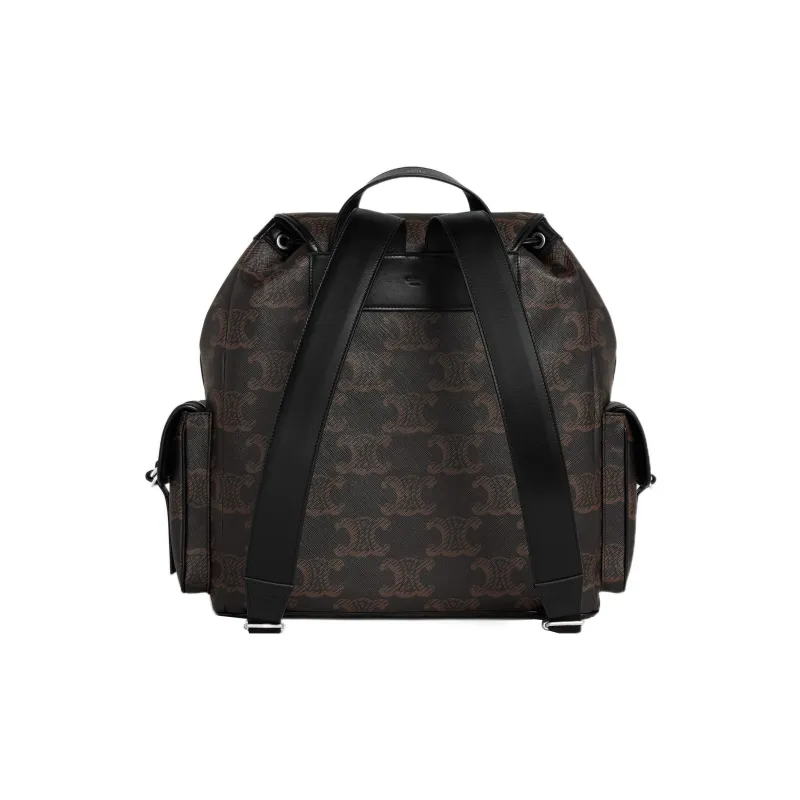 CELINE Triomphe Canvas With Calfskin Backpack Large Size Men's Black-2