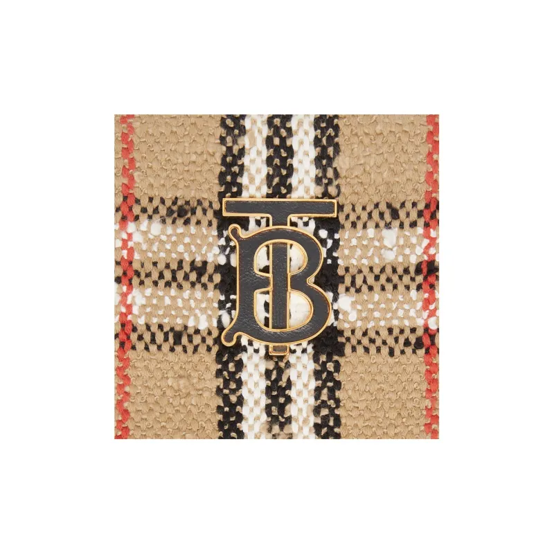 Burberry Vintage Cowhide Cotton Polyamide Wool Loena Bucket Bag Handbag Shoulder Bag Crossbody Bag Mini Women's Beige-5