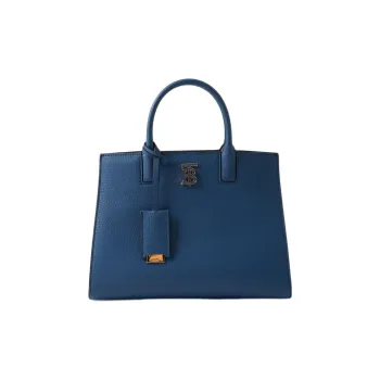 Burberry Frances Textured Calfskin Tote Bag Shopping Bag Shoulder Bag Crossbody Bag Handbag Mini Women's Marine Blue