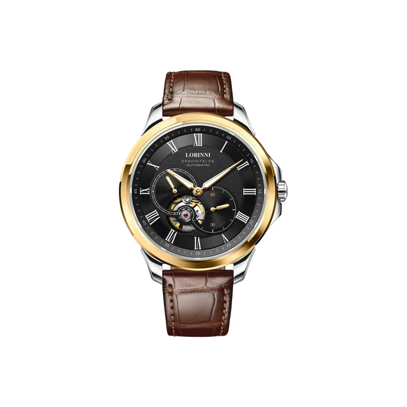 LOBINNI L Automatic Mechanical Movement Genuine Leather Strap Watch Men's Watches Silver Dial-24