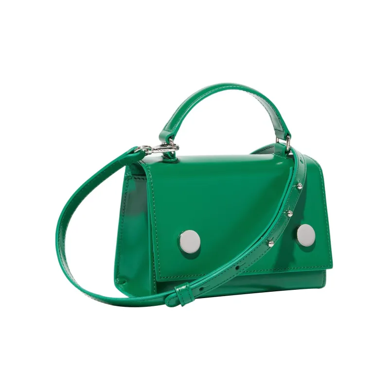 RSVP Paris Munchkin Collection Smooth Cow Leather Portable Crossbody Bag Shoulder Bag Women's Frog Green-2