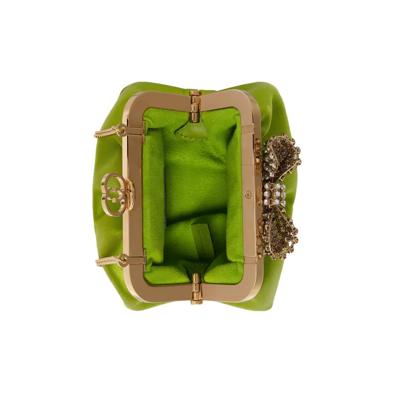 GUCCI Satin Clutch Women's Green-5