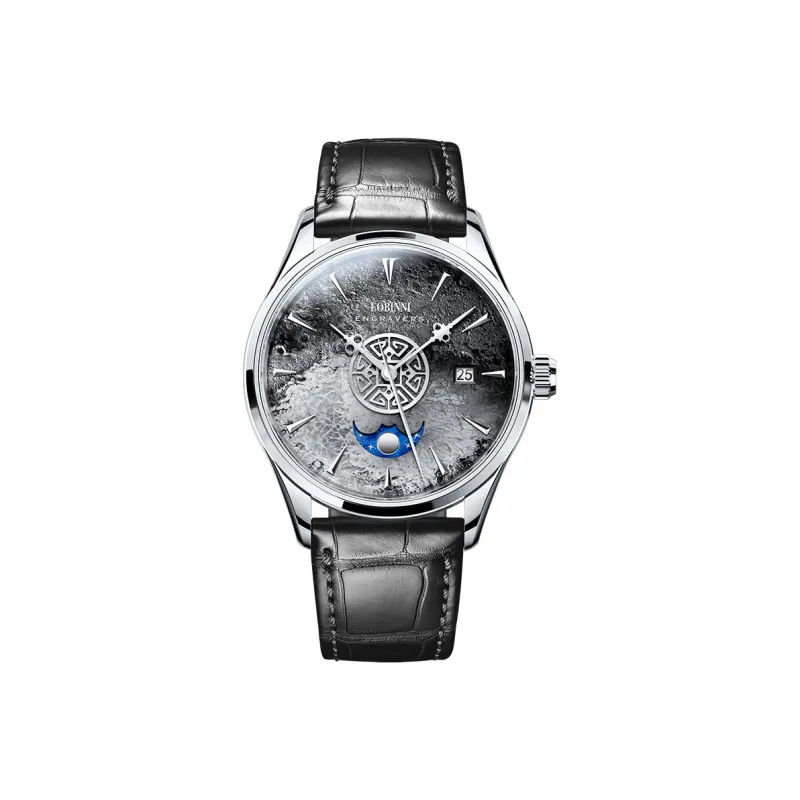 LOBINNI L Automatic Mechanical Movement Genuine Leather Strap Watch Men's Watches Blue Dial-9