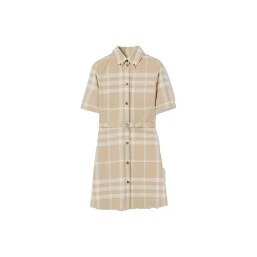 Burberry Short-Sleeved Dresses Women's Soft Yellow Brown