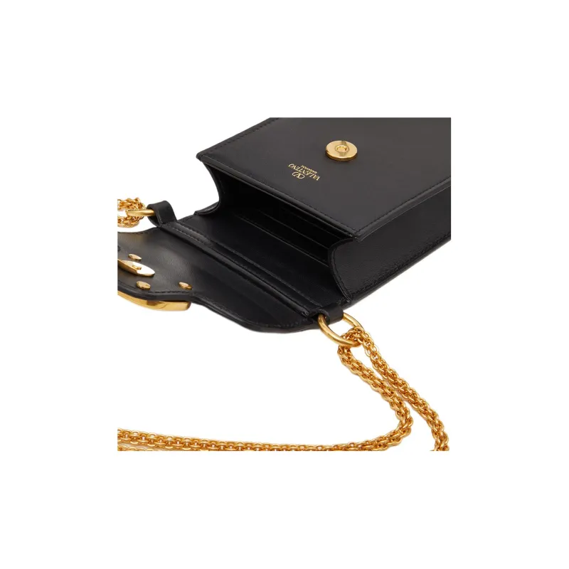Valentino Locò Calfskin Cell Phone Pouch Women's Black-5