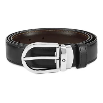 MONTBLANC Leather Belts Men's Black/Brown Width 3cm