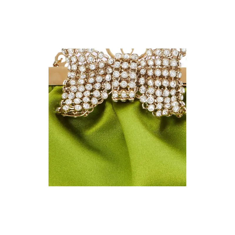 GUCCI Satin Clutch Women's Green-7