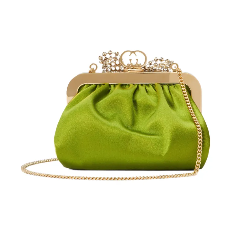 GUCCI Satin Clutch Women's Green-2