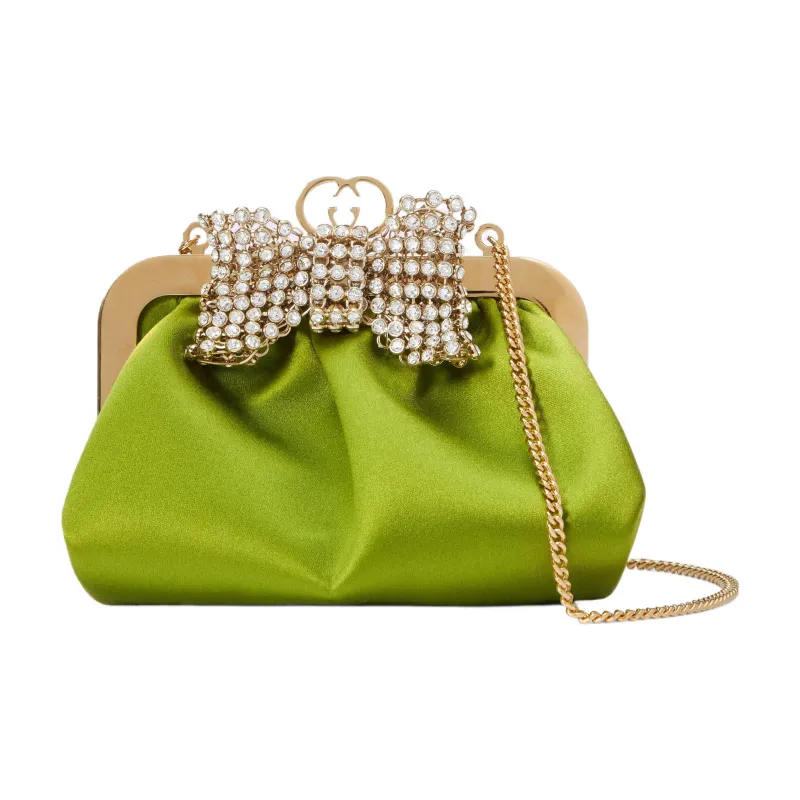 GUCCI Satin Clutch Women's Green-0