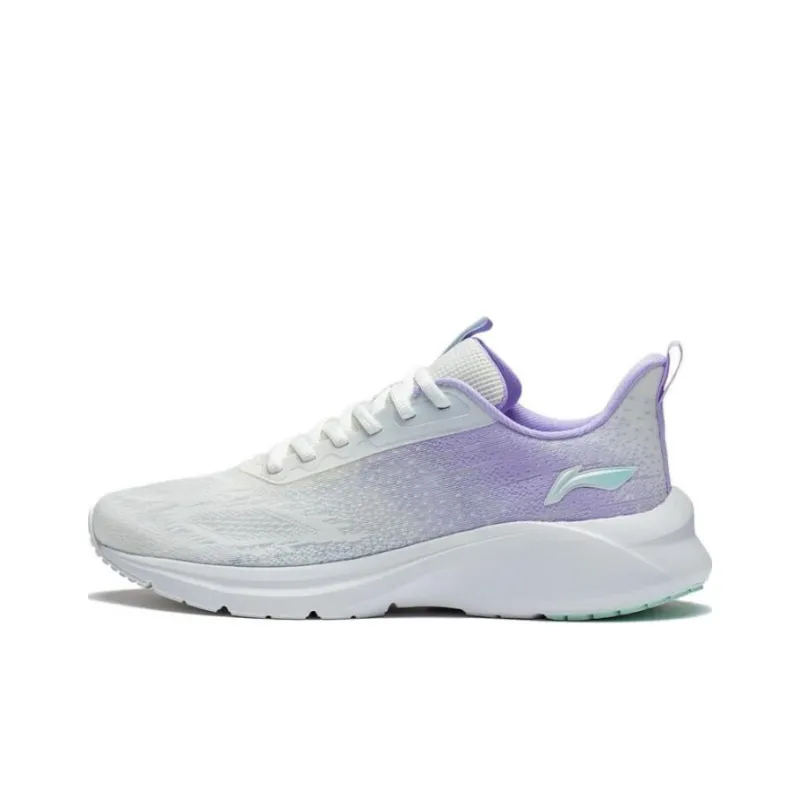 LiNing YunQue Slip Resistant Cushioning Wear Resistant Low Top Running Shoes Women's White Purple-0