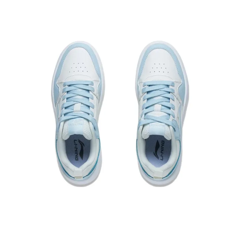 LiNing Line 2.0 At The Beginning Anti Slip Wear Resistant Low Top Skateboard Shoes Women's White Blue-3