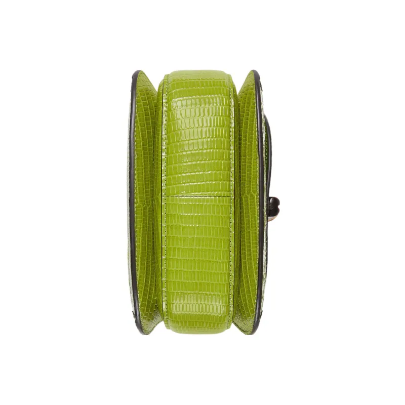GUCCI Bamboo 1947 Cloud Pattern Fabric Crystal Lizard Trim Shoulder Bag Crossbody Bag Handbag Mini Women's Green-6