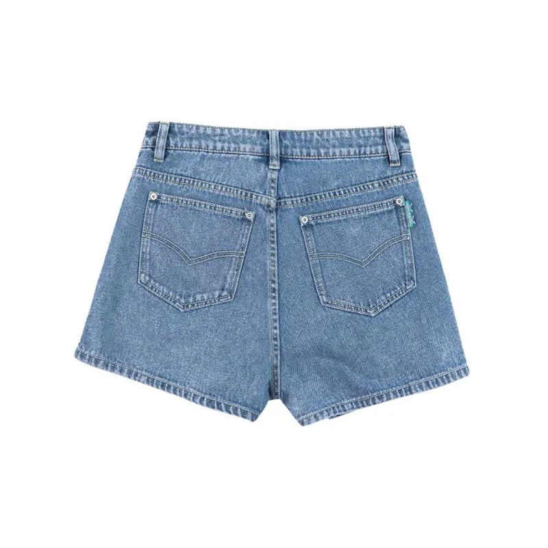 LALABOBO Denim Shorts Women's Medium Blue White-1