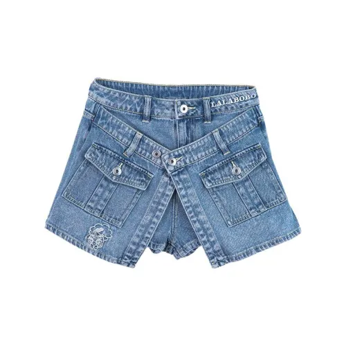 LALABOBO Denim Shorts Women's Medium Blue White