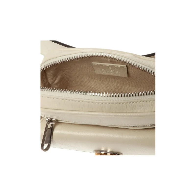 GUCCI Calfskin One Shoulder Crossbody Bag Sling Bag Fanny Pack Mini Unisex White-4