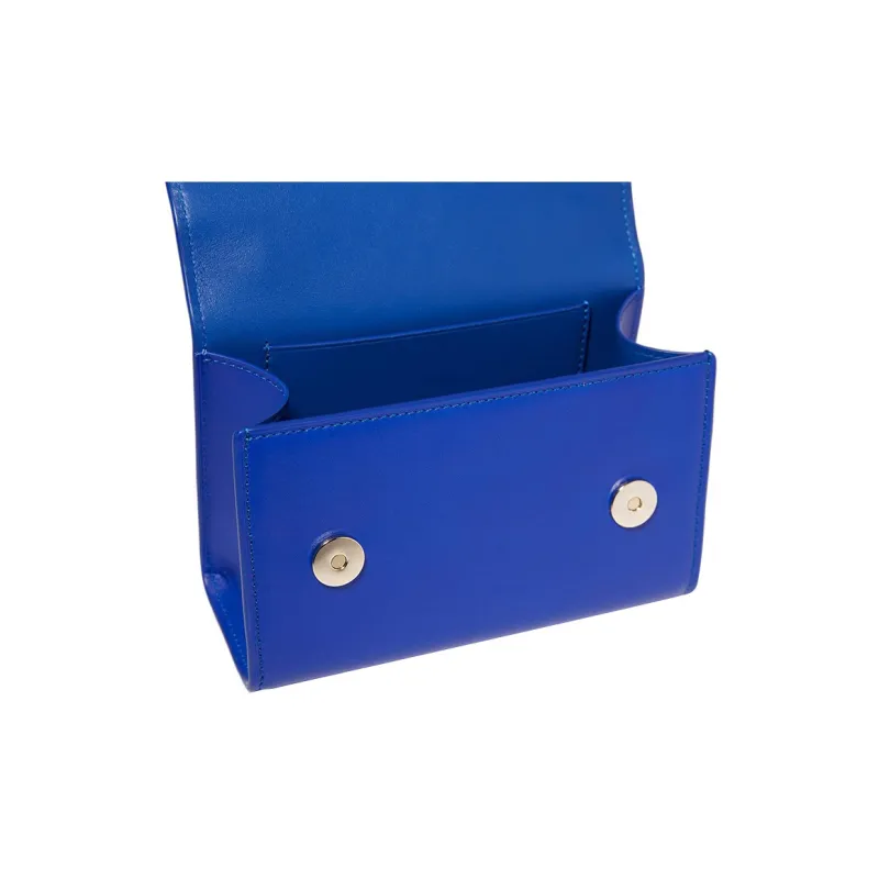 RSVP Paris Munchkin Collection Smooth Cow Leather Portable Crossbody Bag Shoulder Bag Women's Blue-5